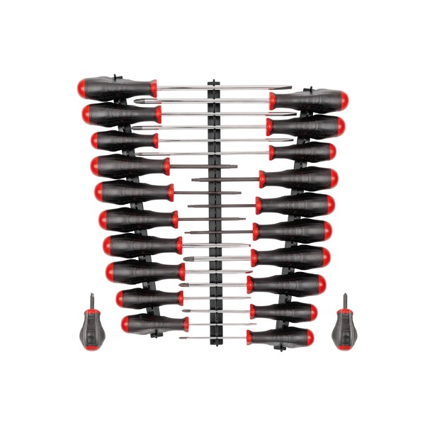High-Torque Screwdriver Set with Black Rails, 22-Piece (No. 0-No. 3, 1/8-5/16 in., T10-T30)